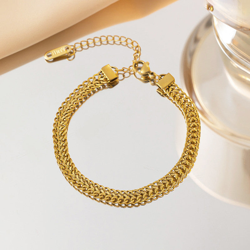Gold Plated Anti Tarnish Stainless Steel Contemporary Wraparound Bracelet