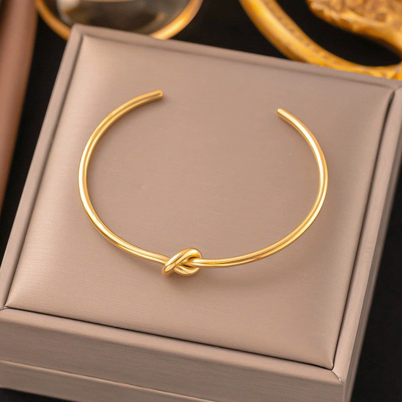 Gold Plated Anti Tarnish Stainless Steel Contemporary Cuff Bracelet