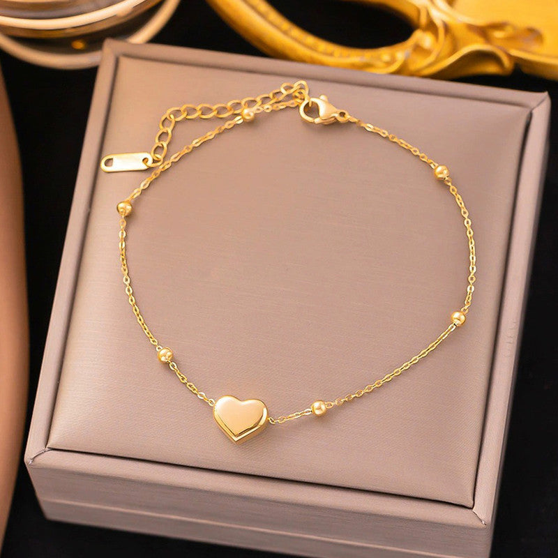 Gold Plated Anti Tarnish Stainless Steel Heart Themed Wraparound Bracelet