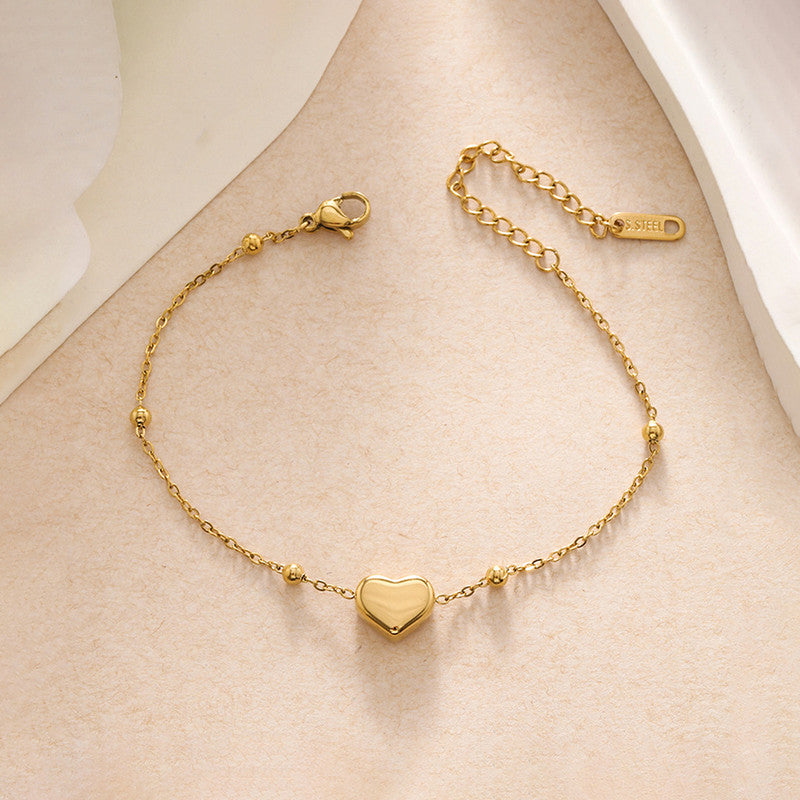 Gold Plated Anti Tarnish Stainless Steel Heart Themed Wraparound Bracelet