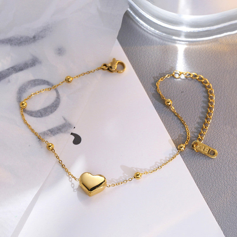 Gold Plated Anti Tarnish Stainless Steel Heart Themed Wraparound Bracelet