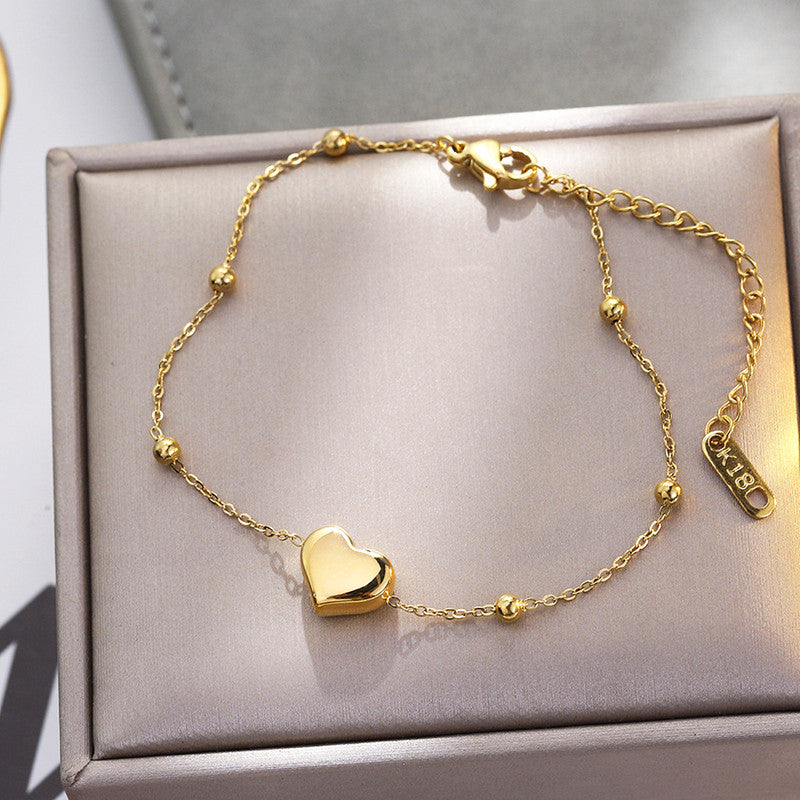 Gold Plated Anti Tarnish Stainless Steel Heart Themed Wraparound Bracelet
