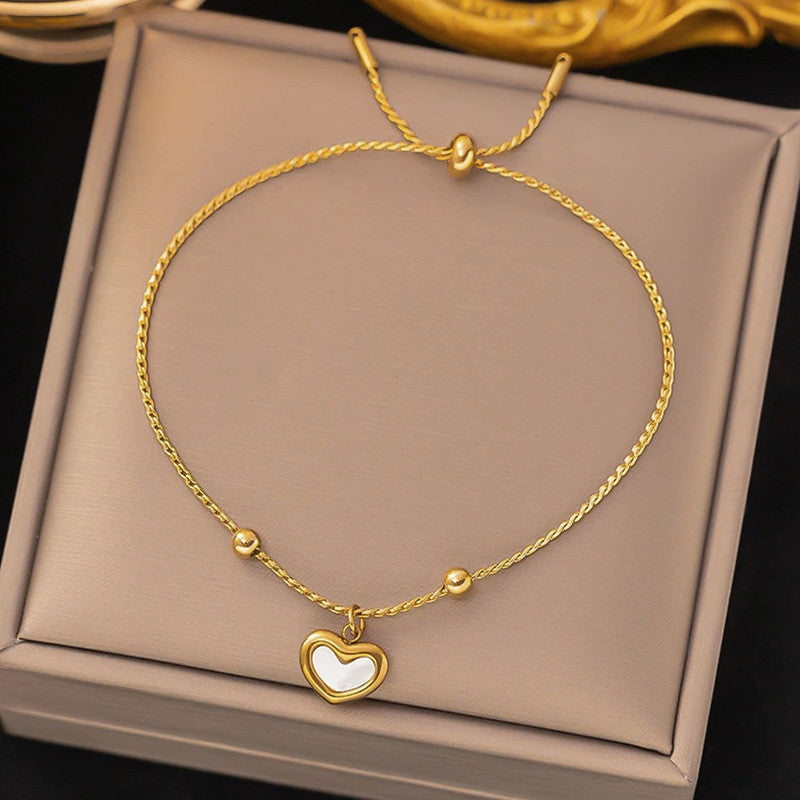 Gold Plated Anti Tarnish Stainless Steel Heart Themed Wraparound Bracelet