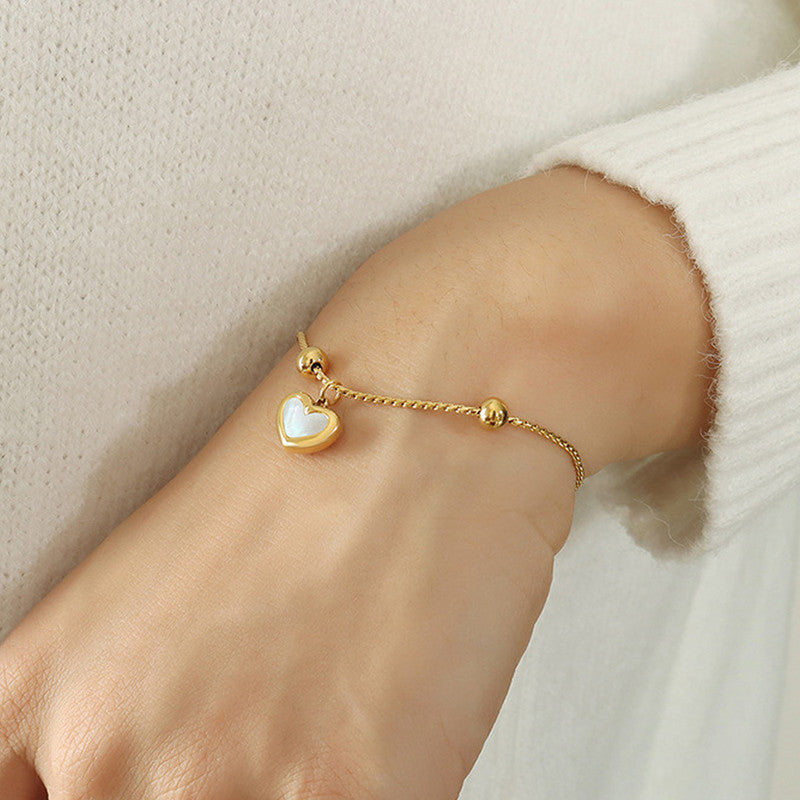 Gold Plated Anti Tarnish Stainless Steel Heart Themed Wraparound Bracelet