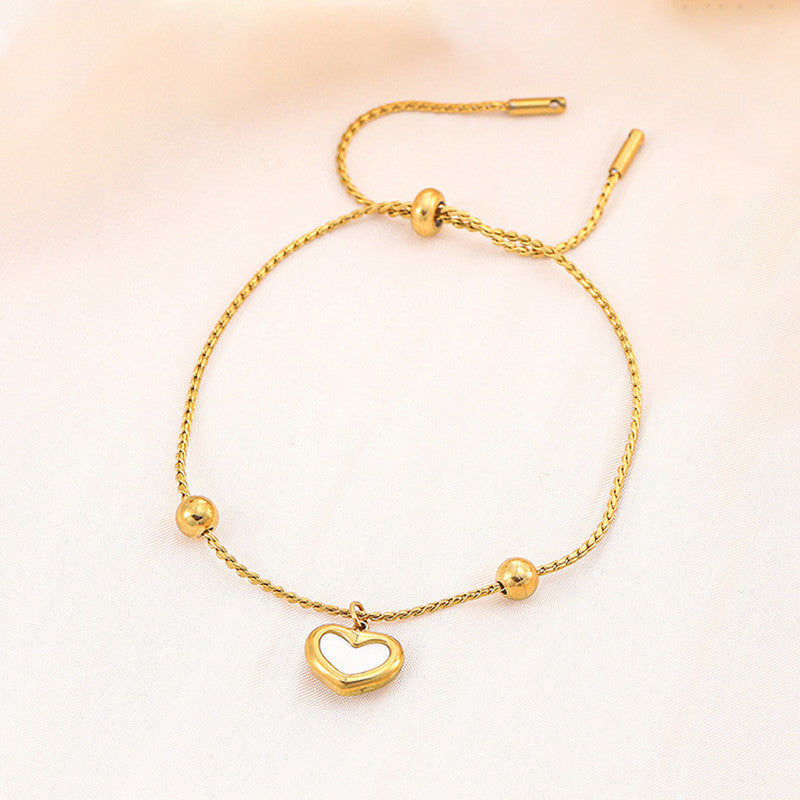 Gold Plated Anti Tarnish Stainless Steel Heart Themed Wraparound Bracelet