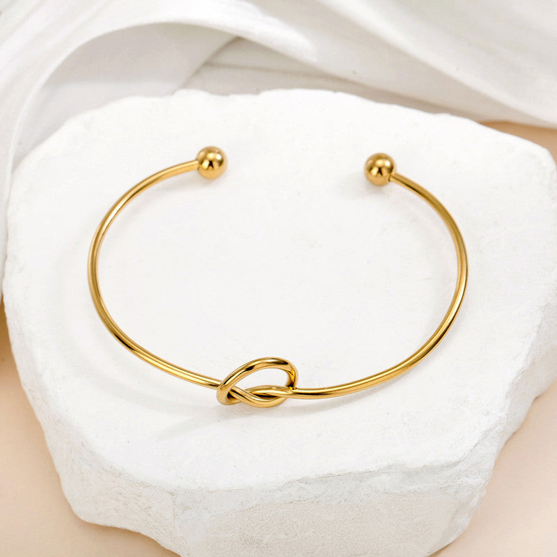 Gold Plated Stainless Steel Anti-Tarnish Knotted Cuff Bracelet
