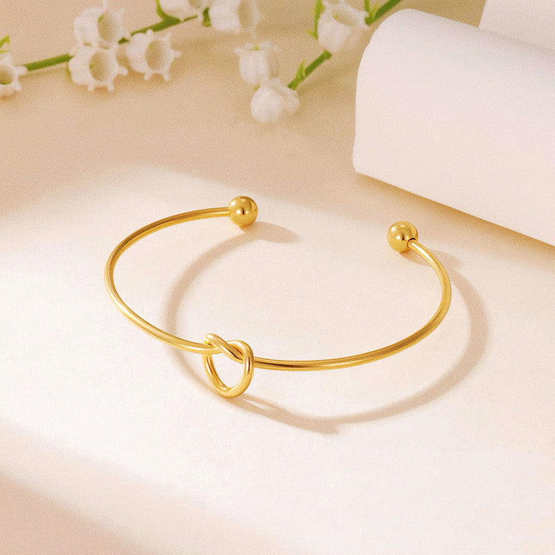 Gold Plated Stainless Steel Anti-Tarnish Knotted Cuff Bracelet