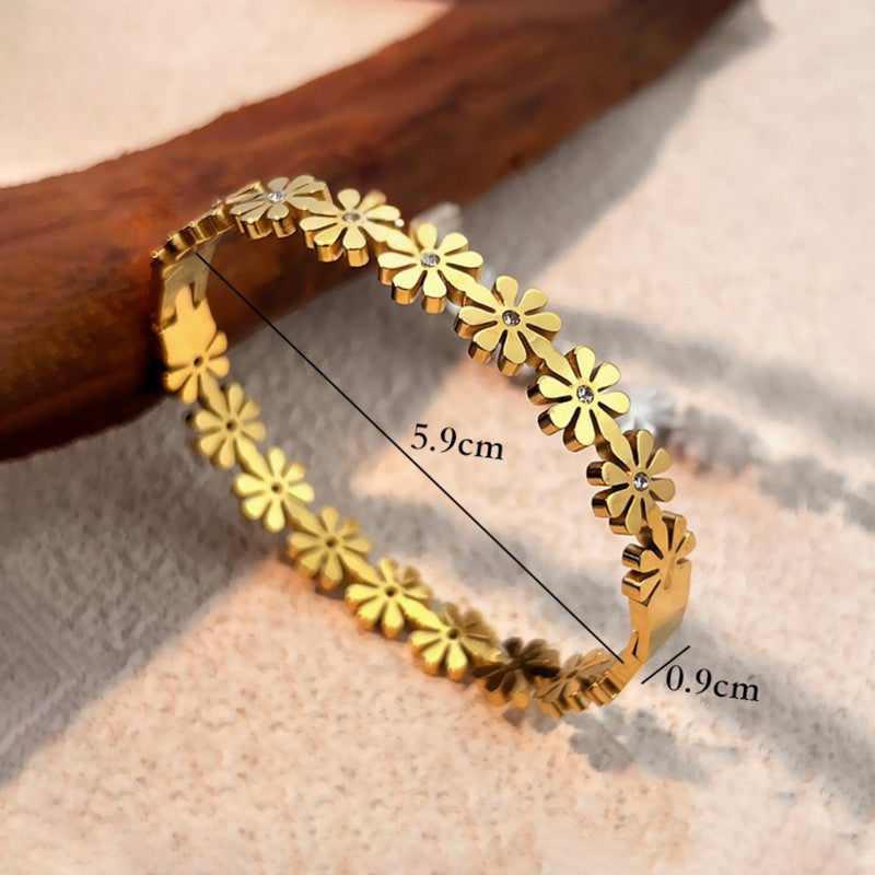 Gold Plated Floral Bangle Style Bracelet