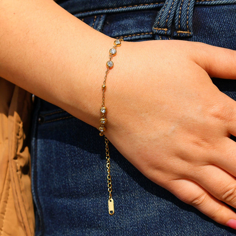 Gold Plated Geometric Themed Wraparound Bracelet