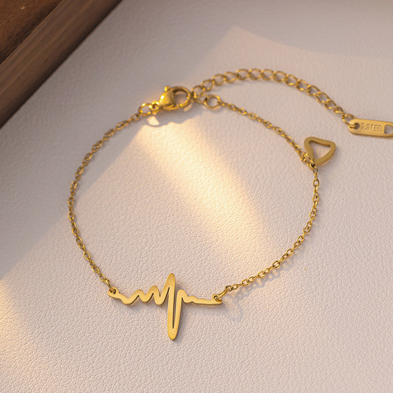Gold Plated Heartbeat Themed Wraparound Bracelet