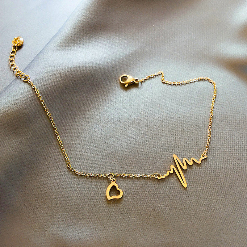 Gold Plated Heartbeat Themed Wraparound Bracelet