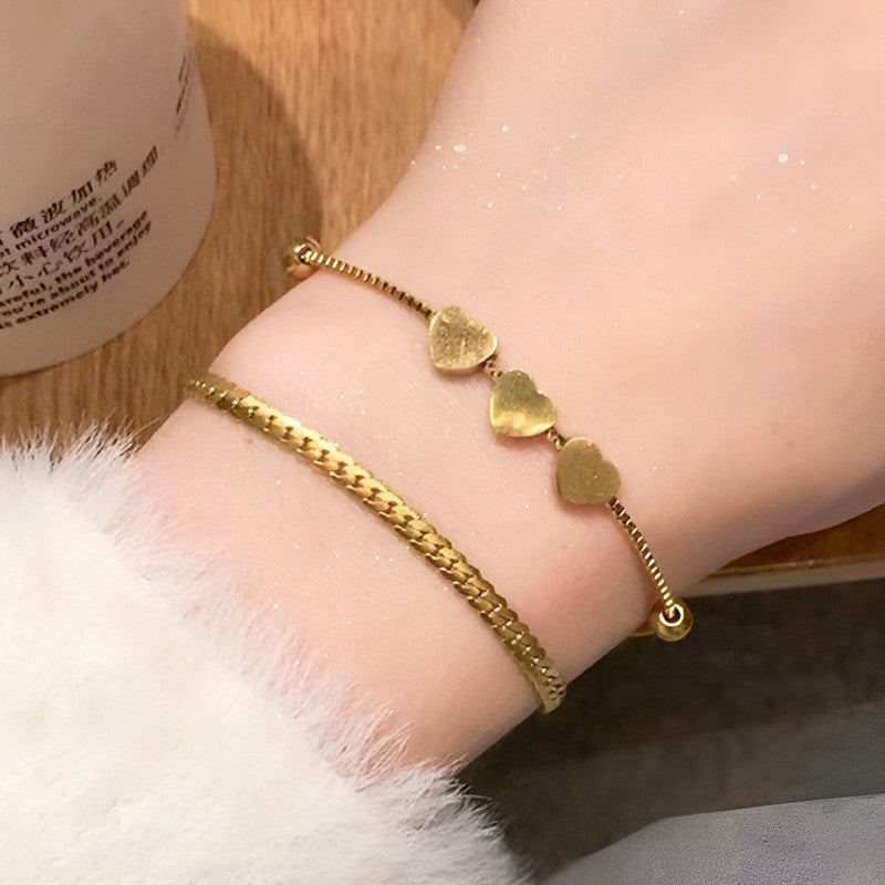 Gold Plated Heart Themed Wraparound Bracelet