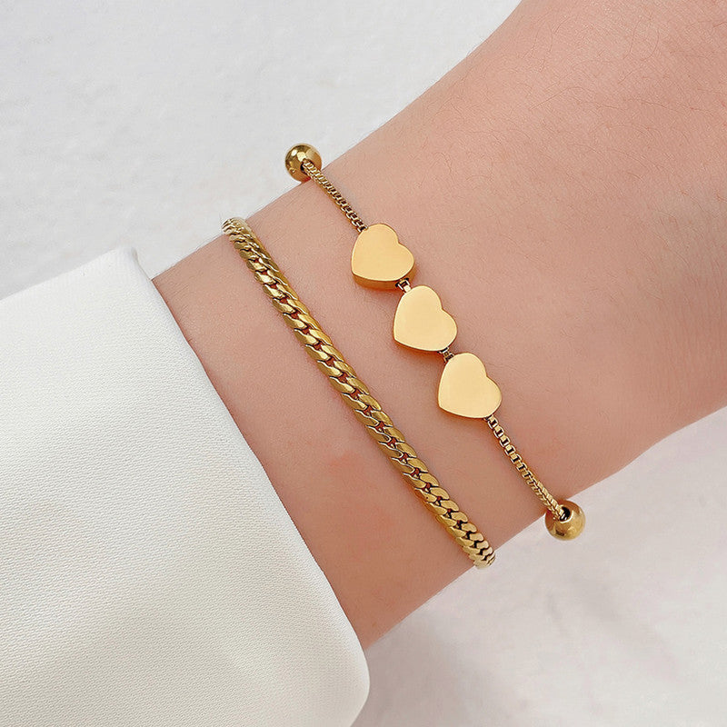 Gold Plated Heart Themed Wraparound Bracelet