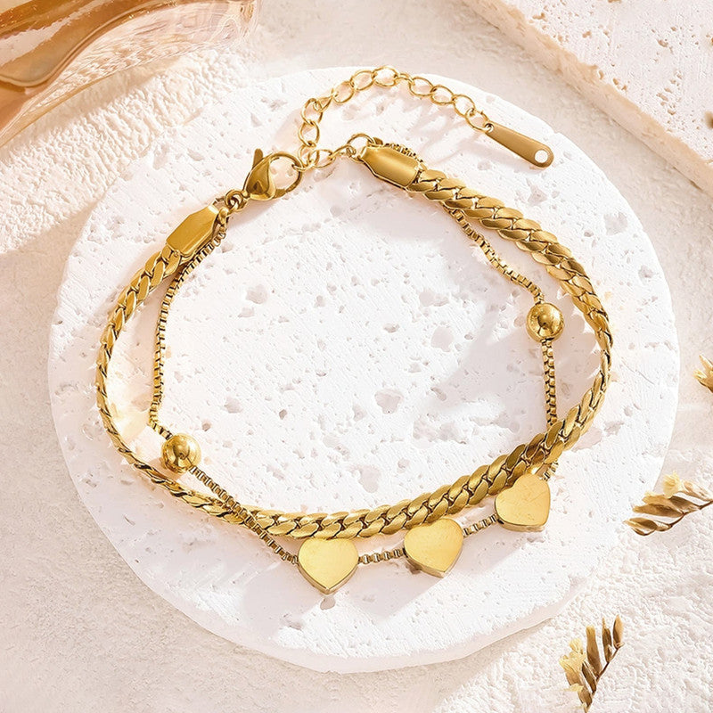 Gold Plated Heart Themed Wraparound Bracelet