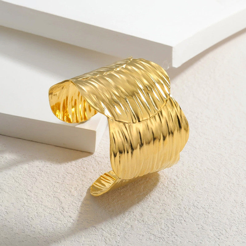 Gold Stainless Steel Contemporary Cuff Bracelet