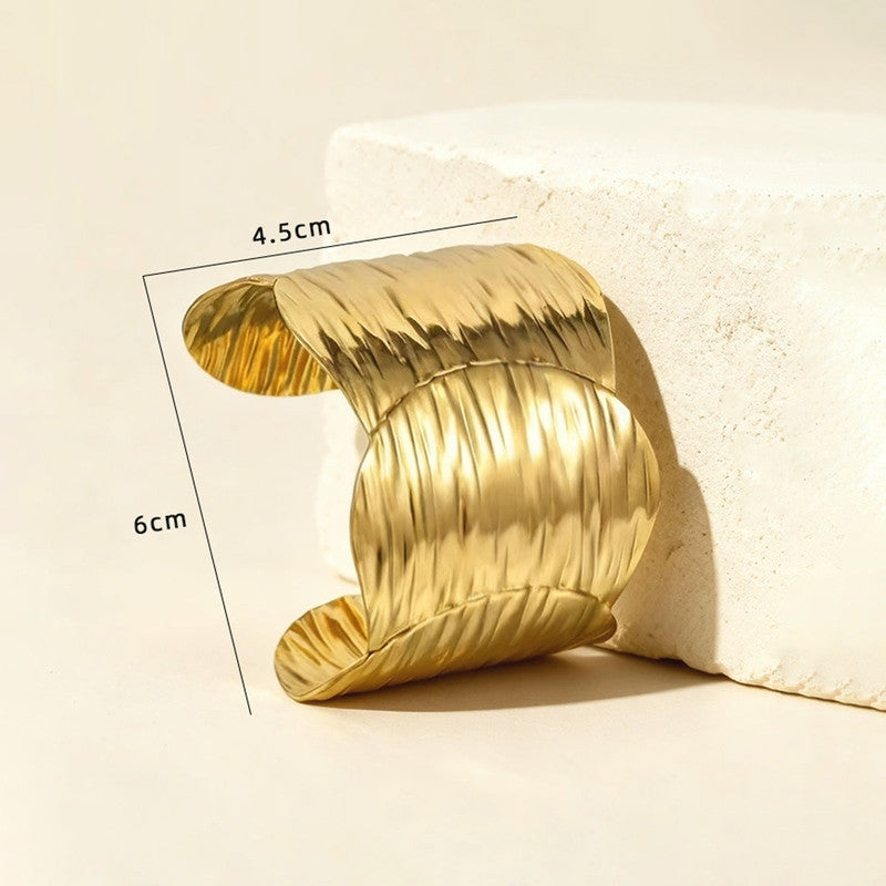 Gold Stainless Steel Contemporary Cuff Bracelet
