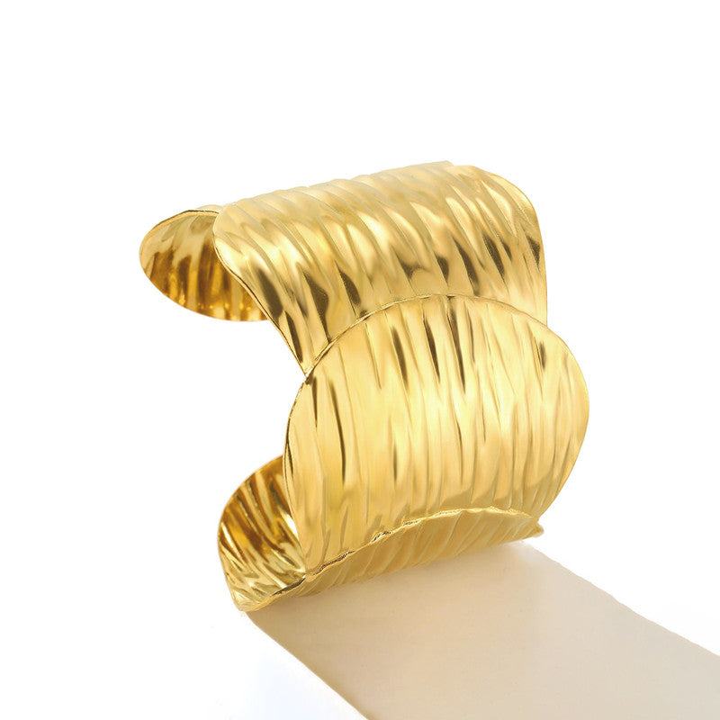 Gold Stainless Steel Contemporary Cuff Bracelet