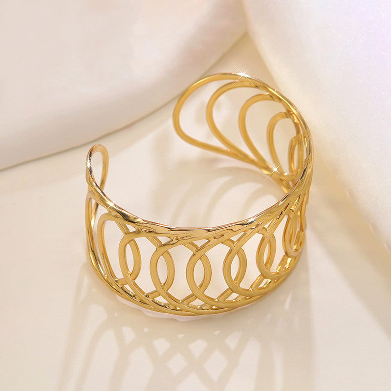 Gold Stainless Steel Contemporary Cuff Bracelet