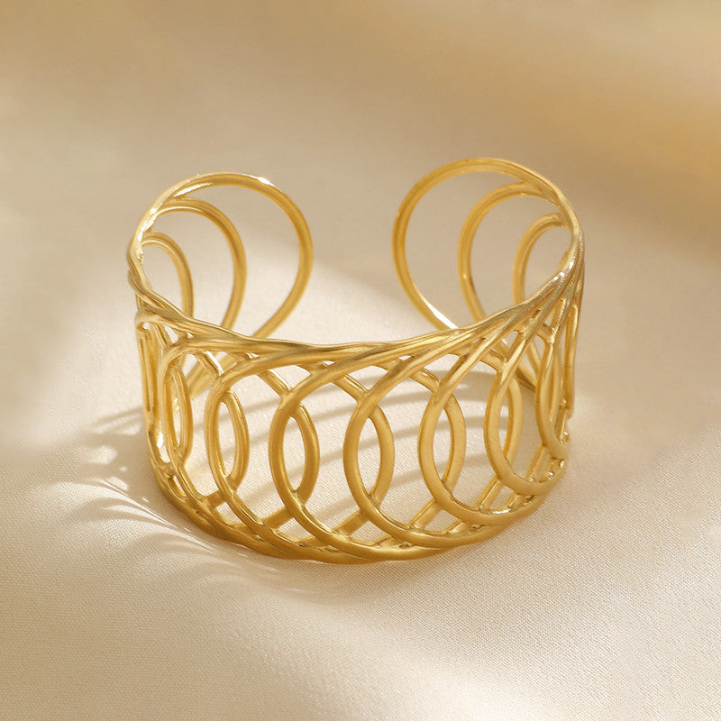Gold Stainless Steel Contemporary Cuff Bracelet