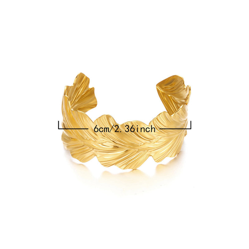 Gold Stainless Steel Contemporary Cuff Bracelet