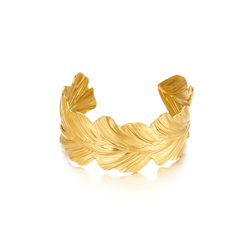 Gold Stainless Steel Contemporary Cuff Bracelet