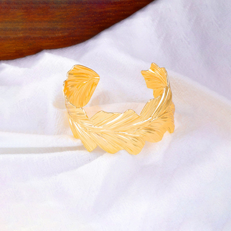 Gold Stainless Steel Contemporary Cuff Bracelet