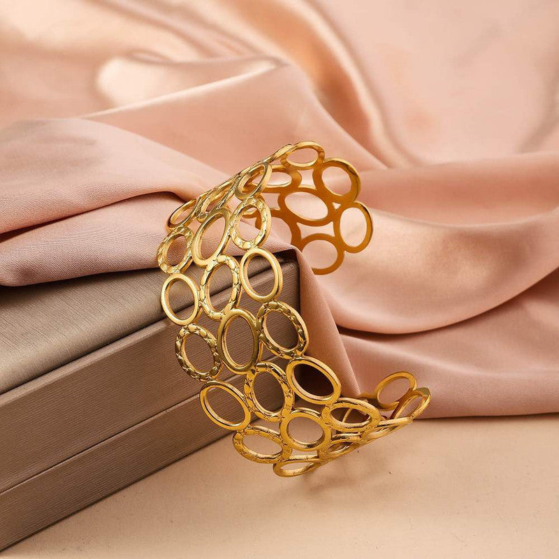 Gold Stainless Steel Contemporary Cuff Bracelet