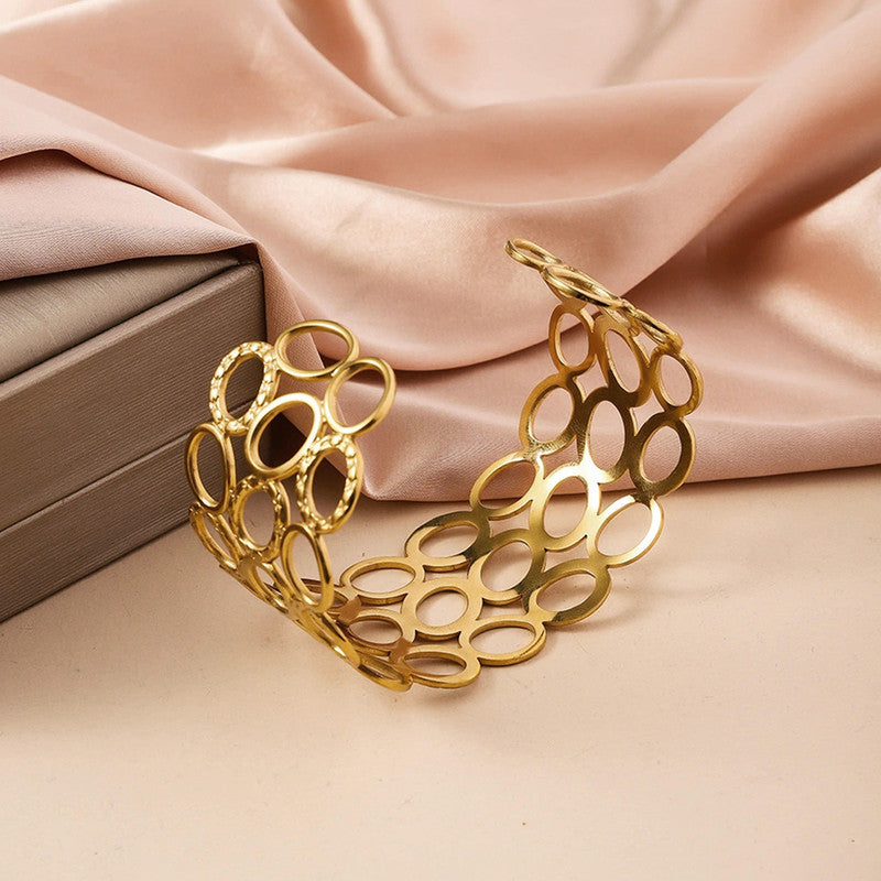 Gold Stainless Steel Contemporary Cuff Bracelet