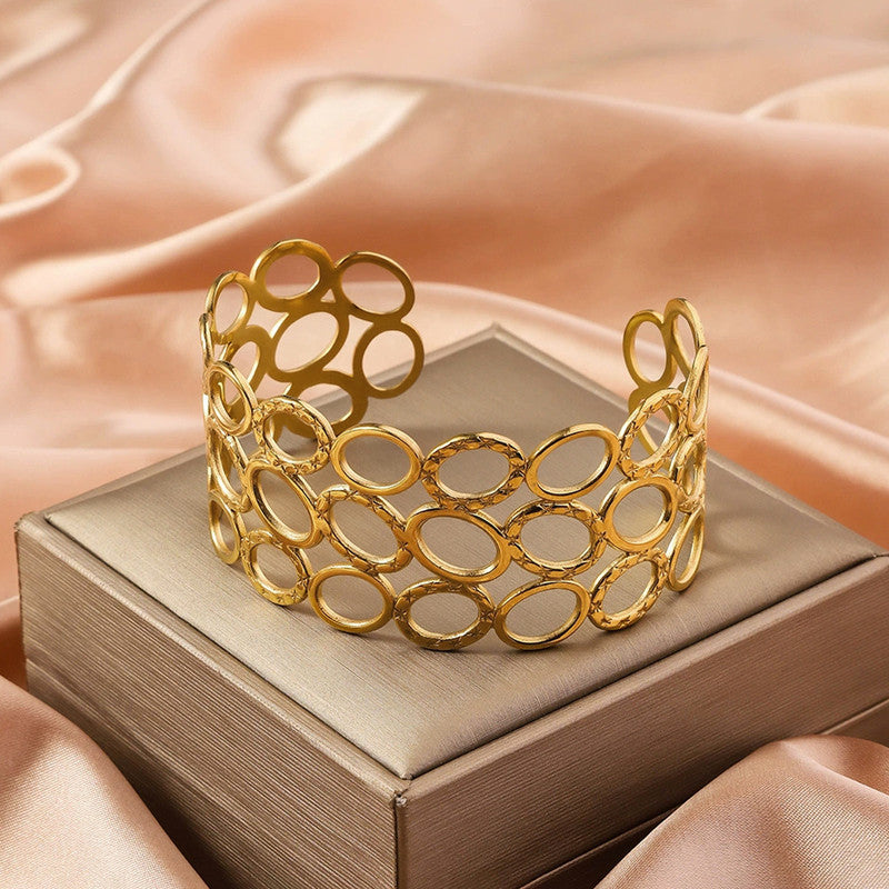 Gold Stainless Steel Contemporary Cuff Bracelet