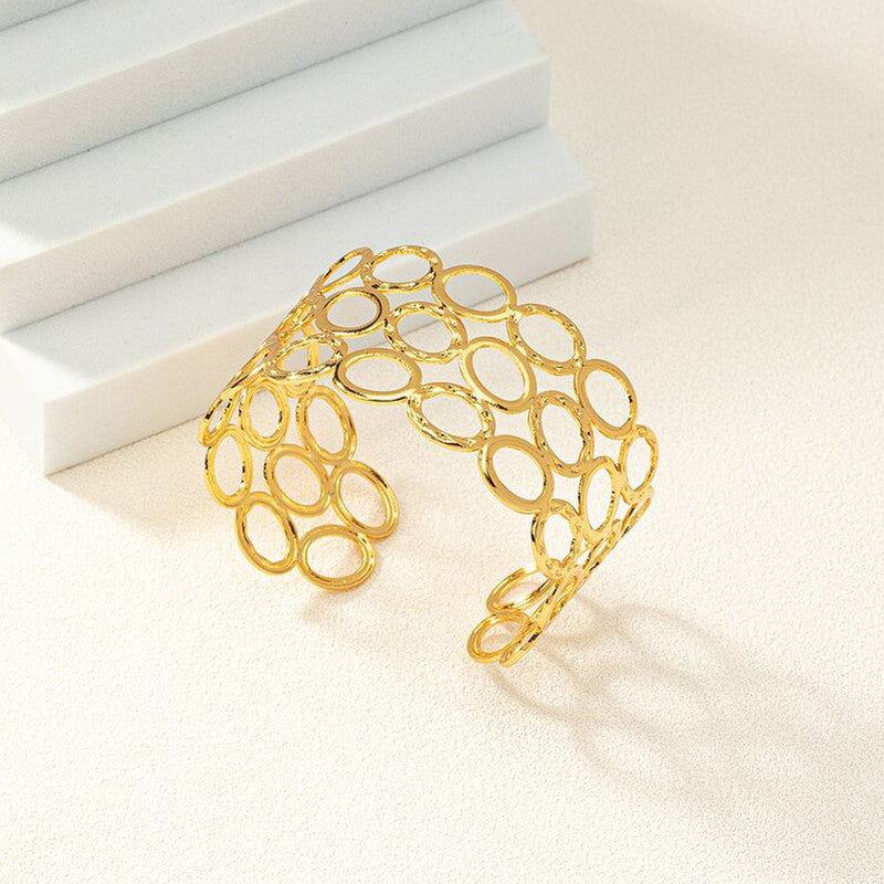 Gold Stainless Steel Contemporary Cuff Bracelet