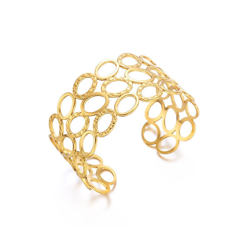 Gold Stainless Steel Contemporary Cuff Bracelet