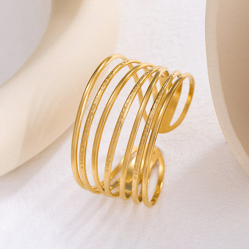 Gold Stainless Steel Contemporary Cuff Bracelet