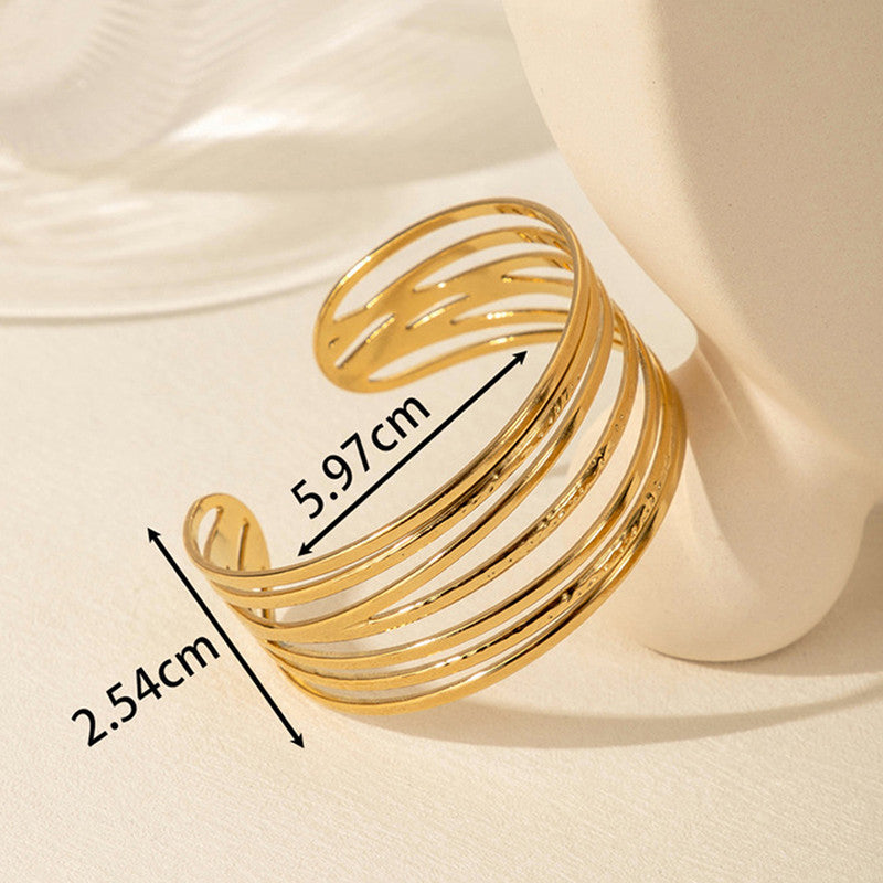 Gold Stainless Steel Contemporary Cuff Bracelet
