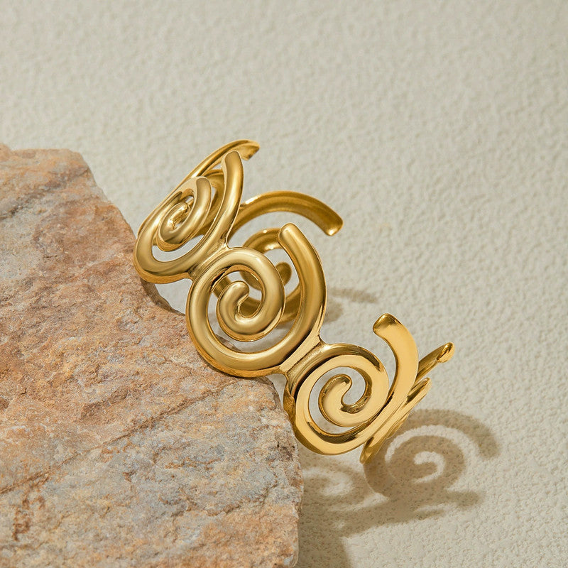 Gold Stainless Steel Contemporary Cuff Bracelet
