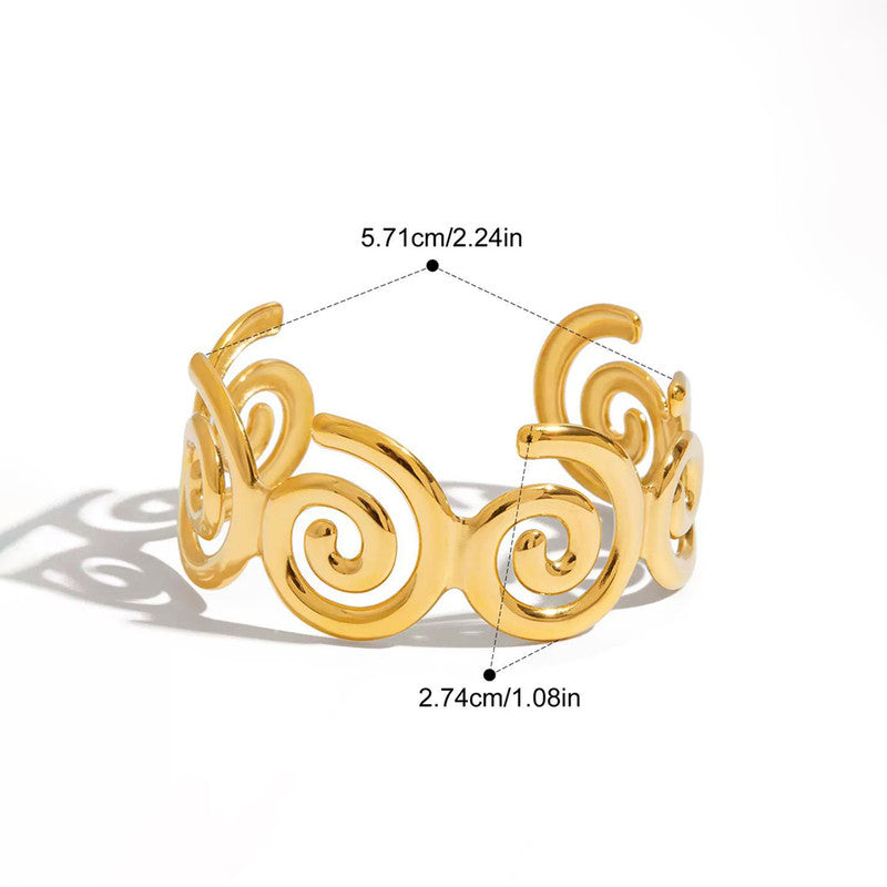 Gold Stainless Steel Contemporary Cuff Bracelet