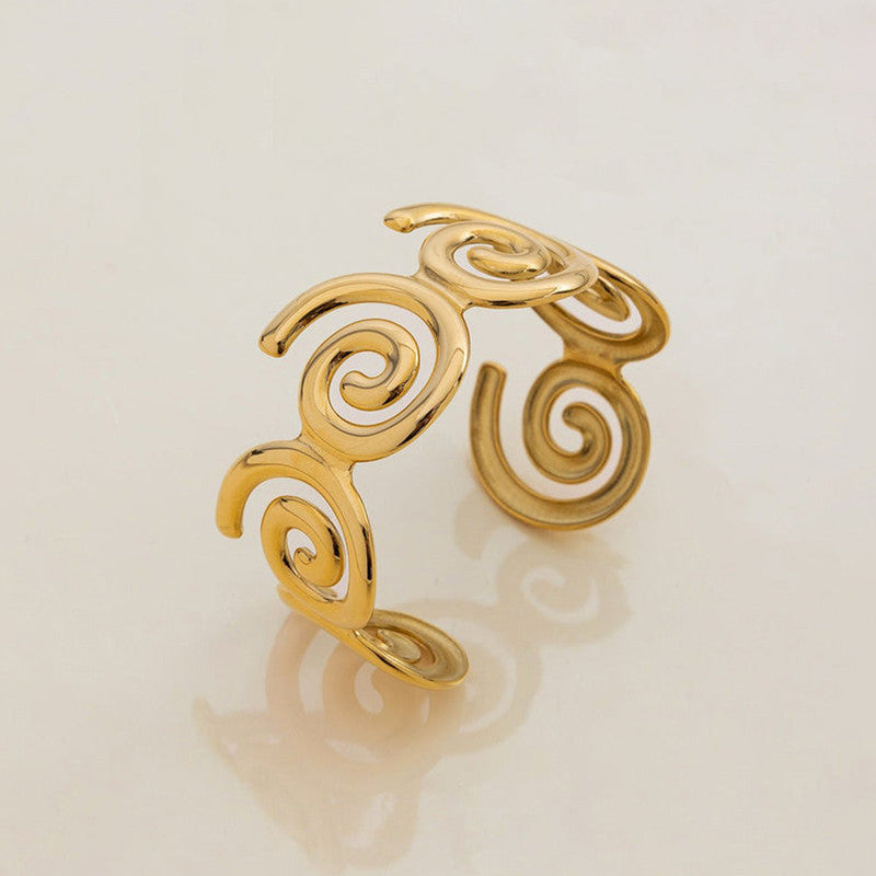 Gold Stainless Steel Contemporary Cuff Bracelet