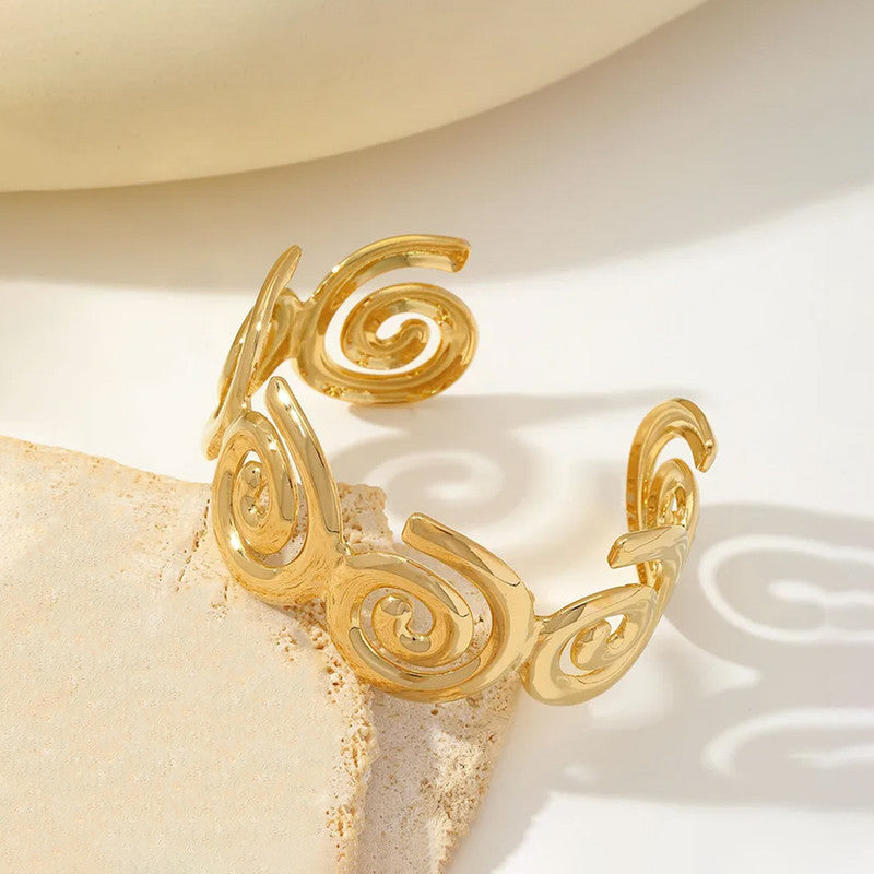 Gold Stainless Steel Contemporary Cuff Bracelet