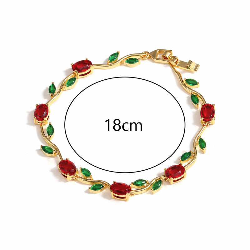 Gold Plated Multicolor Stones Studded Anti Tarnish Tulip Bracelet