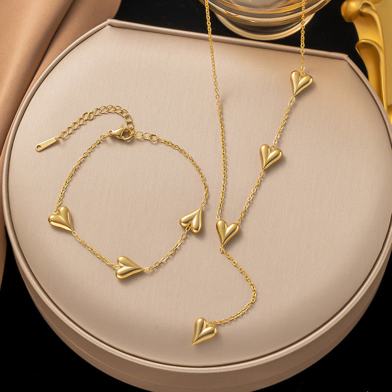 Gold-Plated Anti Tarnish Heart Themed Jewellery Set