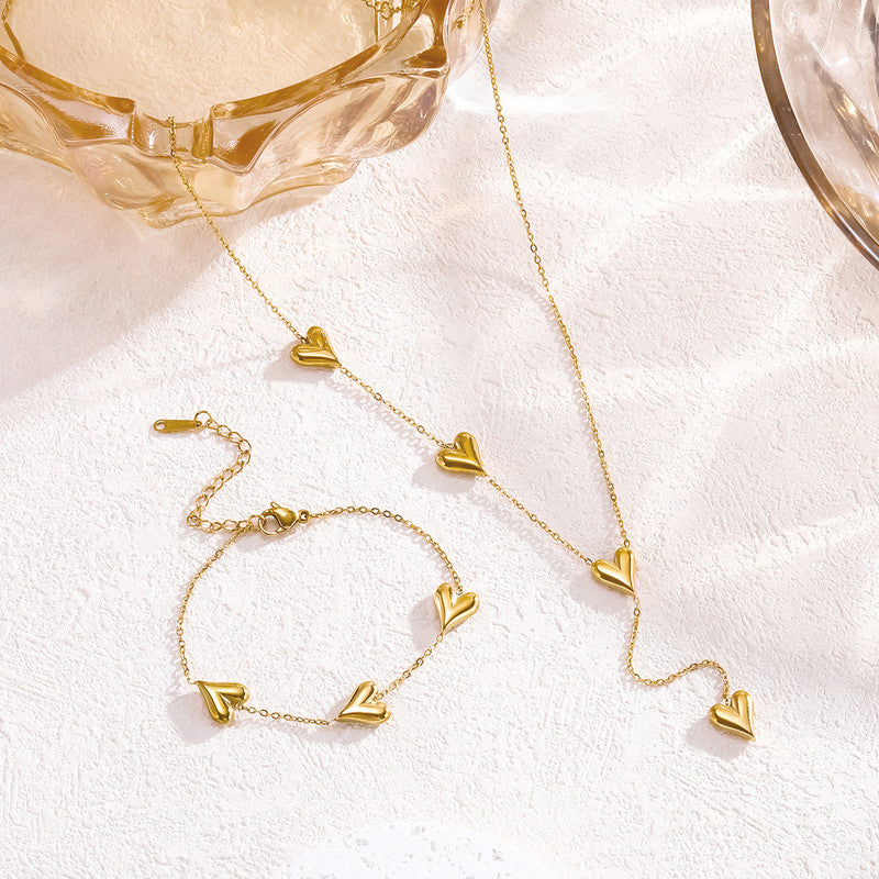 Gold-Plated Anti Tarnish Heart Themed Jewellery Set