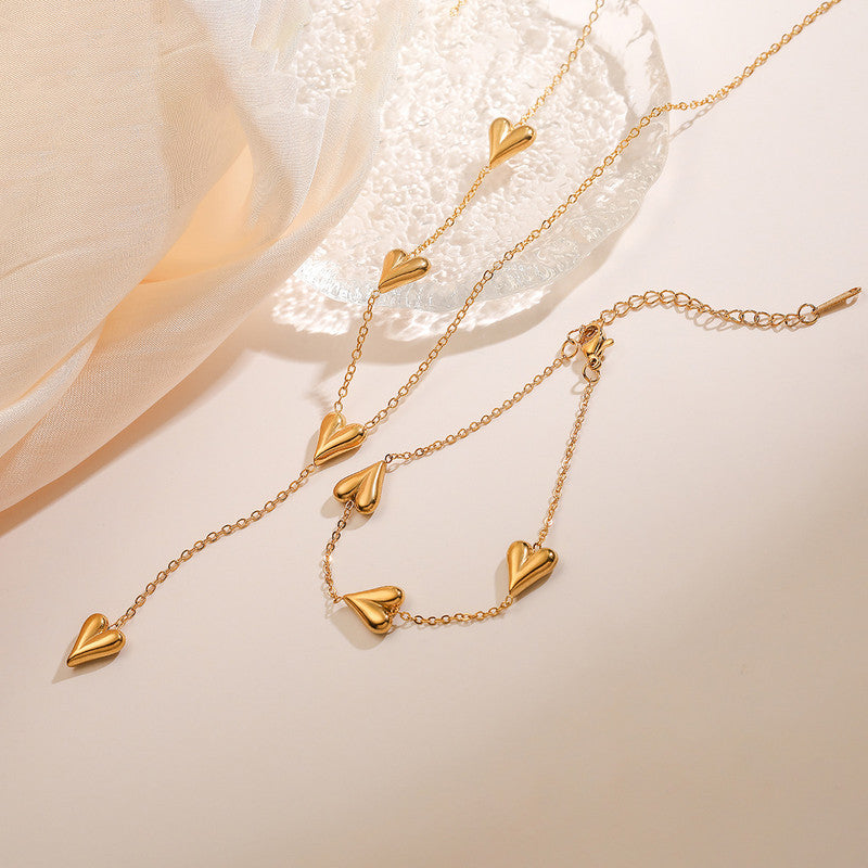 Gold-Plated Anti Tarnish Heart Themed Jewellery Set