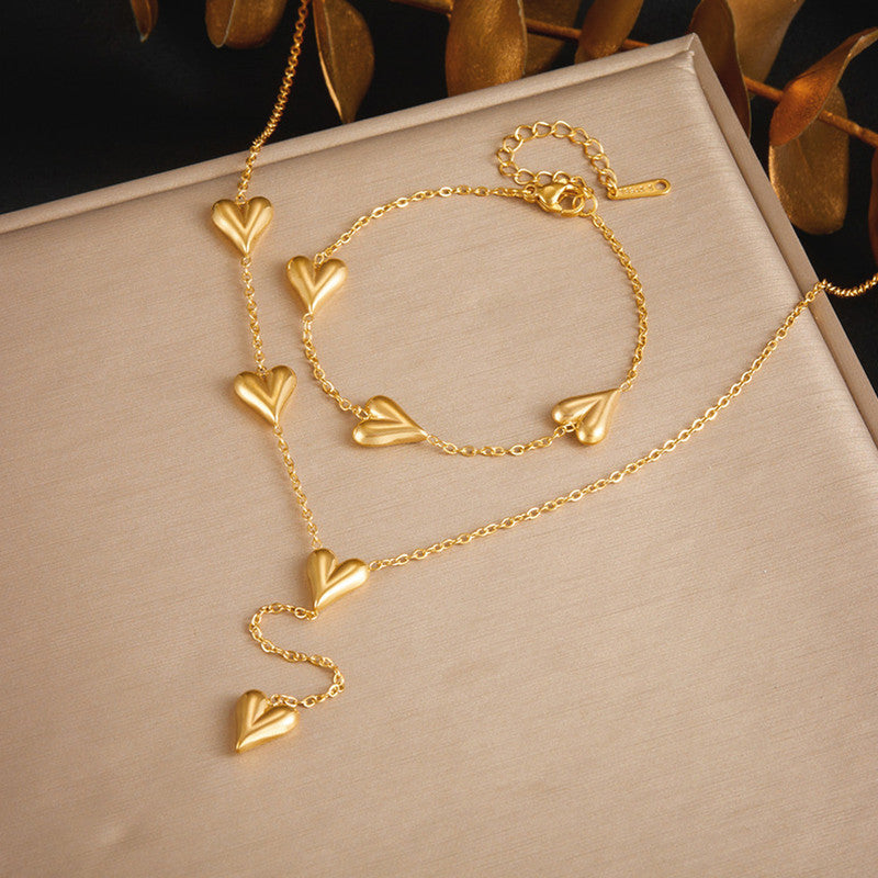 Gold-Plated Anti Tarnish Heart Themed Jewellery Set