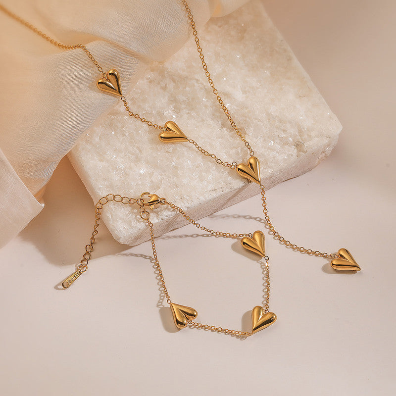 Gold-Plated Anti Tarnish Heart Themed Jewellery Set