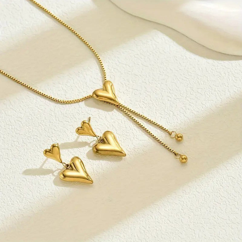 Gold-Plated Anti Tarnish Heart Themed Jewellery Set