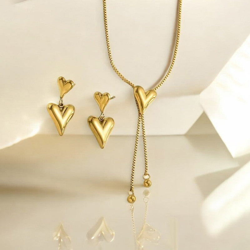 Gold-Plated Anti Tarnish Heart Themed Jewellery Set