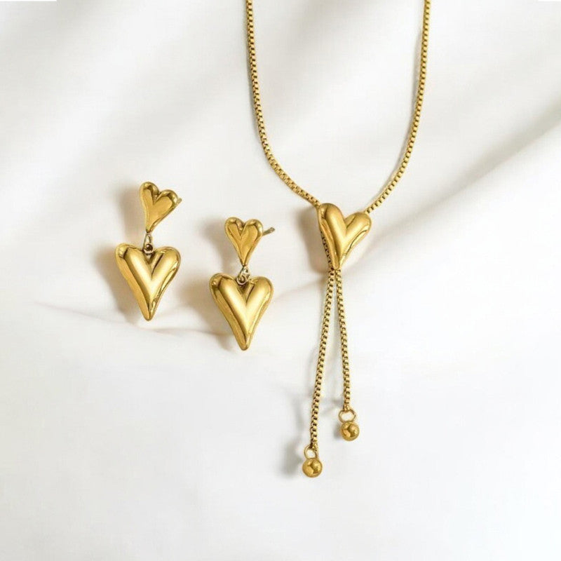 Gold-Plated Anti Tarnish Heart Themed Jewellery Set