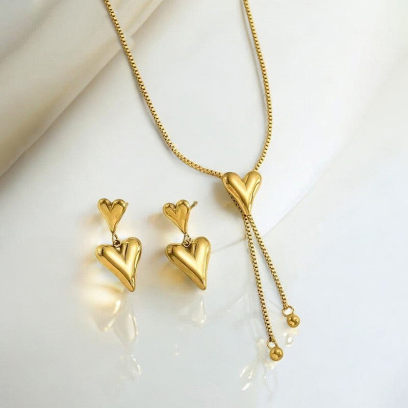 Gold-Plated Anti Tarnish Heart Themed Jewellery Set