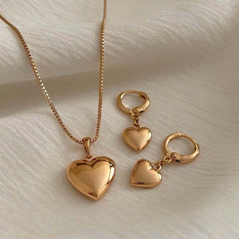 Gold-Plated Anti Tarnish Heart Themed Jewellery Set