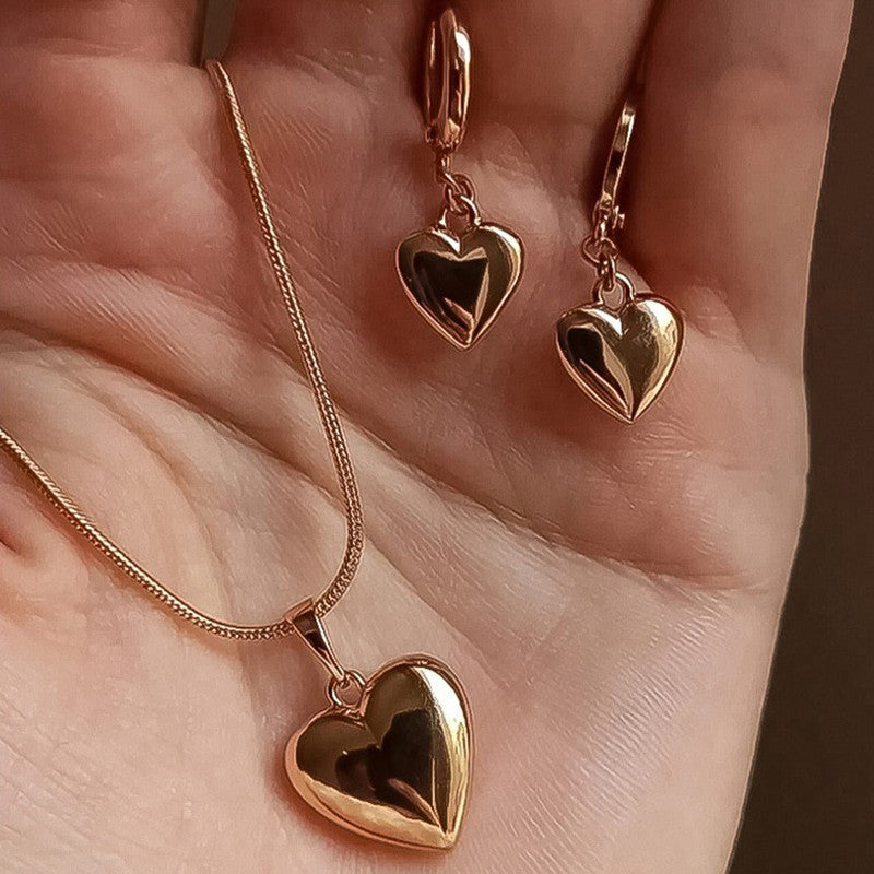 Gold-Plated Anti Tarnish Heart Themed Jewellery Set