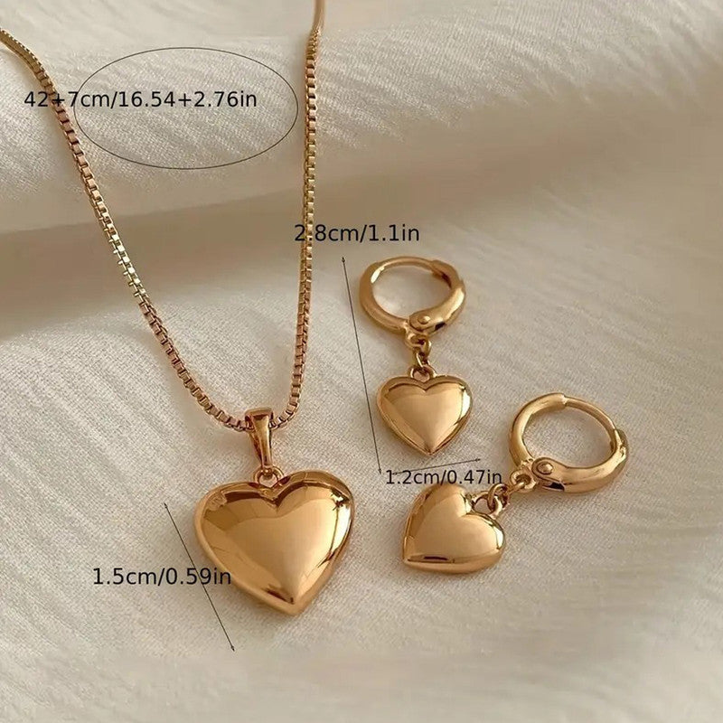 Gold-Plated Anti Tarnish Heart Themed Jewellery Set